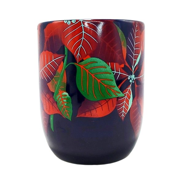 Starbucks Christmas Navy Blue Poinsettias Coffee Tea Mug Ceramic Siren Logo 2020 - Picture 2 of 7